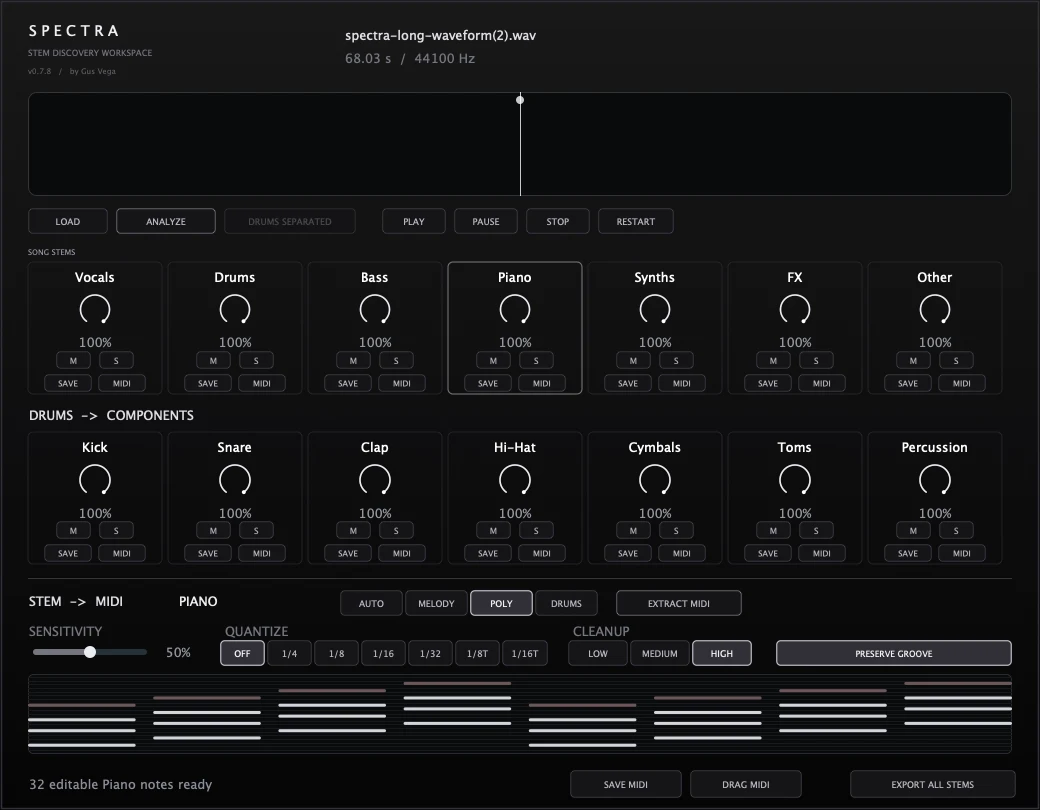 SPECTRA audio plug-in interface